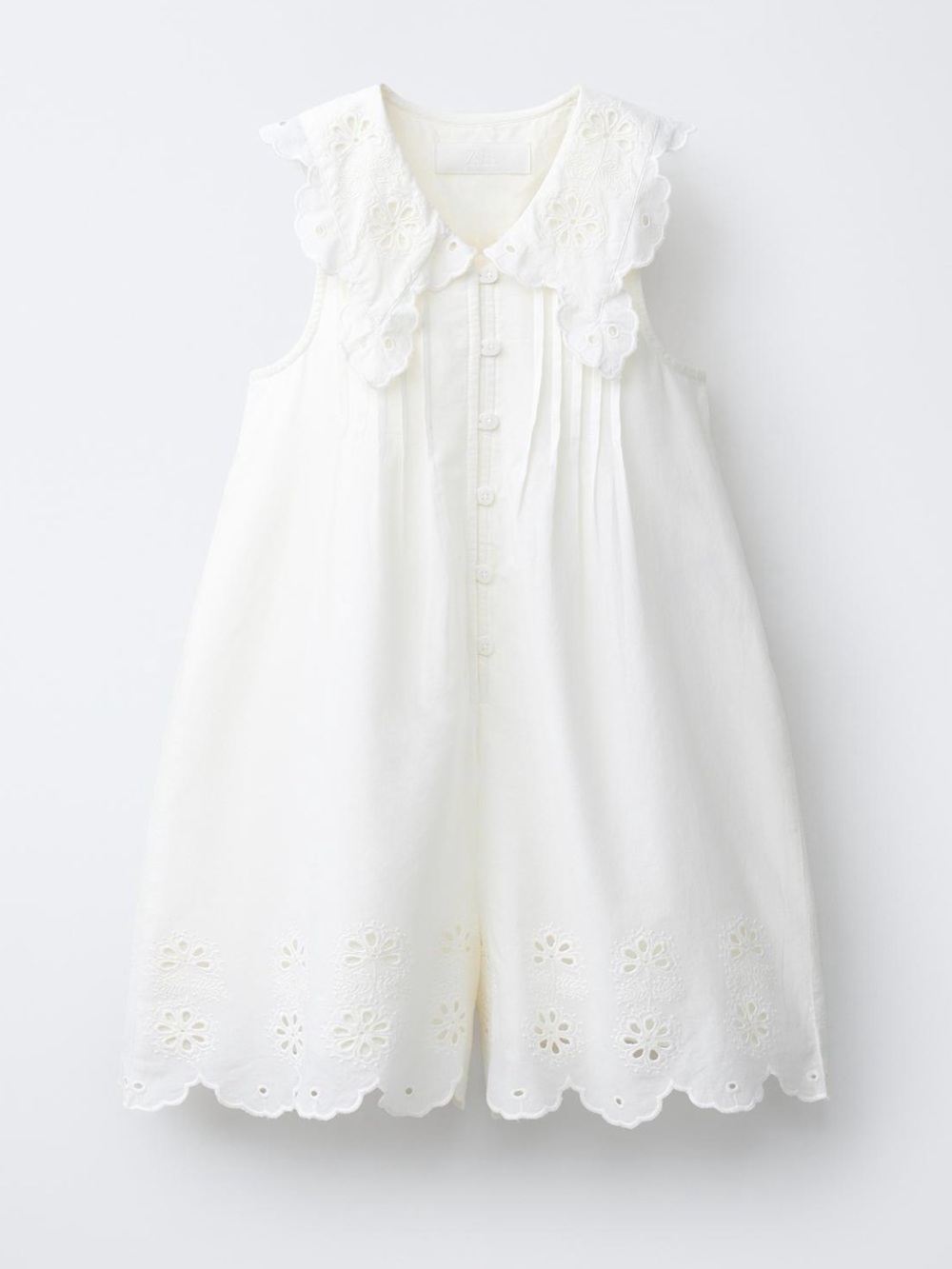 Zara White Eyelet Sleeveless One-Piece